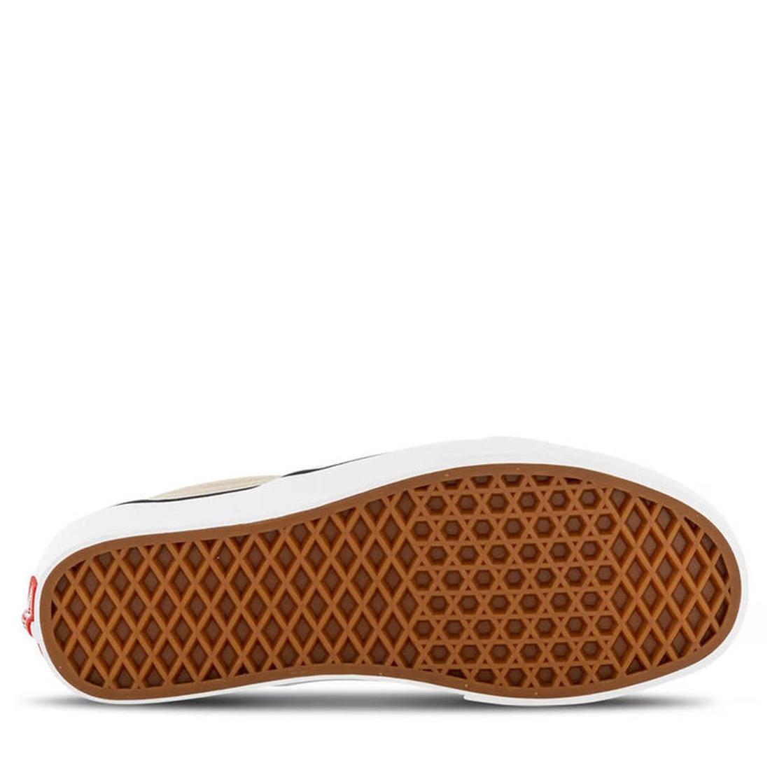 Vans CSO ColorTheory Checkerboard Honey Peach White sneaker, lace-up style, grippy brown waffle sole, white midsole, red heel logo. ksnz