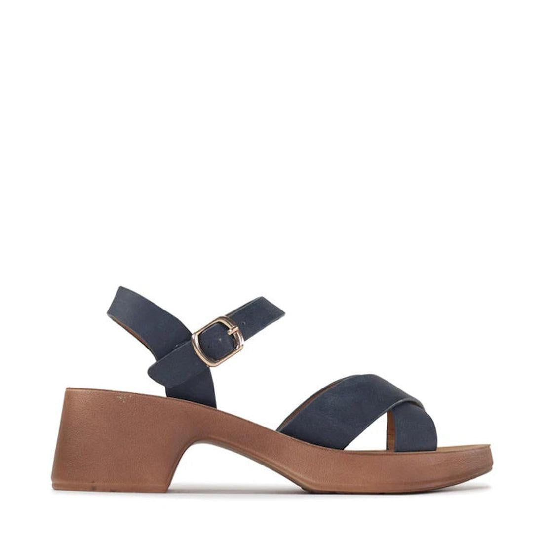 Los Cabos Alegra Navy Wedge Platform Backstrap Sandal offers a navy upper, secure buckle closure, and comfy tan wedge sole for all-day wear. ksnz