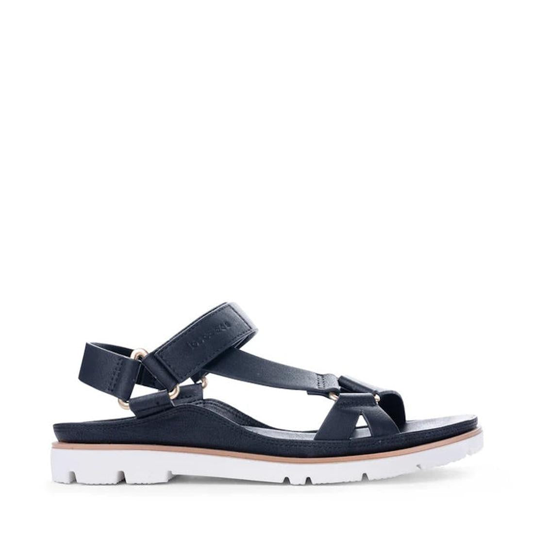 Los Cabos Ashanti Black Sandal With Back Strap—kids’ black sandal with comfy cushioned sole, adjustable straps, and sturdy tread. ksnz