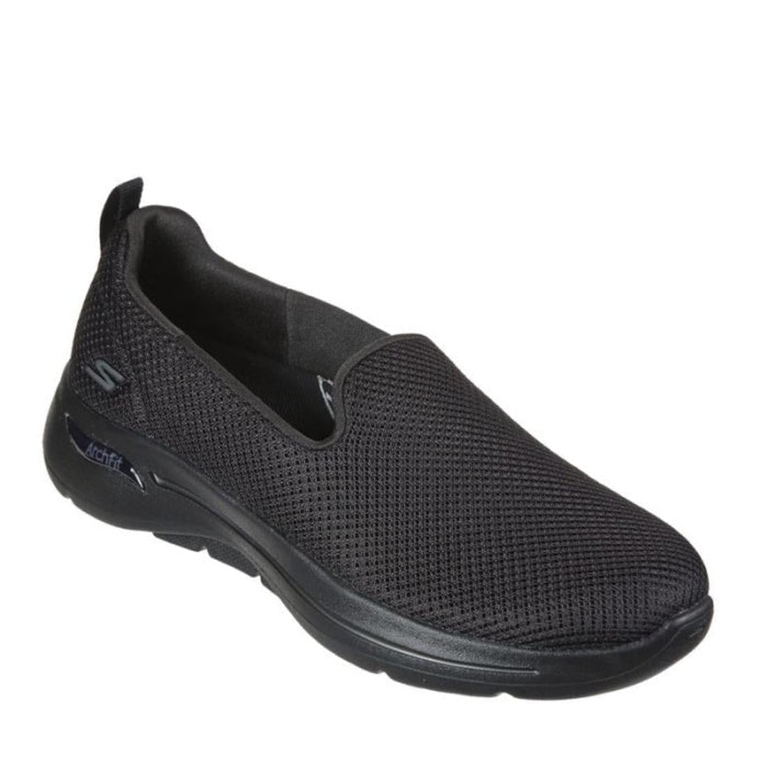 Skechers Arch Fit Slip Ons Grateful Black 124401 are comfy black slip-on shoes with arch support, soft insole, and grippy sole.  ksnz