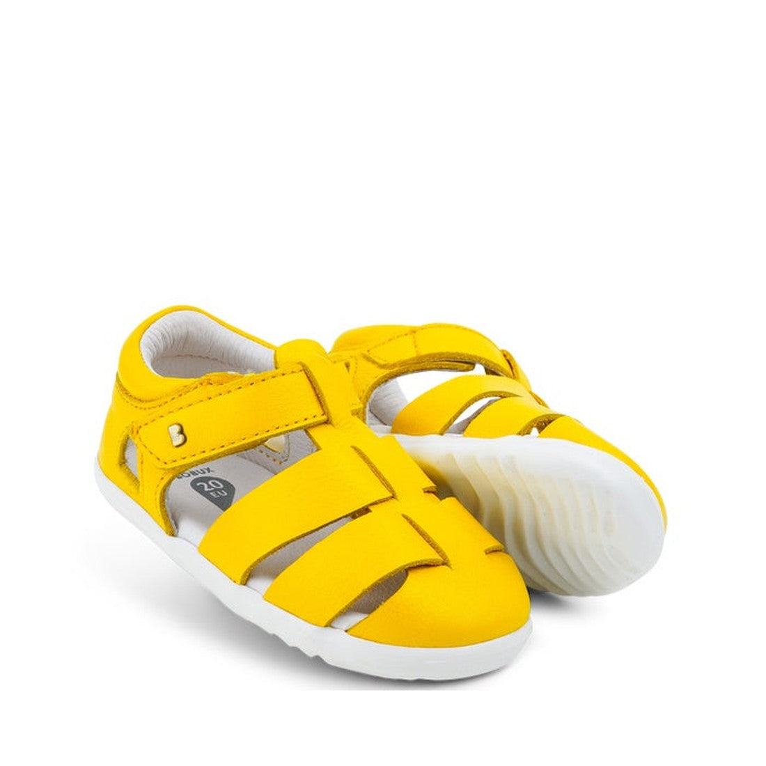 Bobux Step Up US Tidal Yellow Closed Toe Sandal 732507: cheerful yellow leather, white sole, cutouts, and easy Velcro for little feet.  ksnz