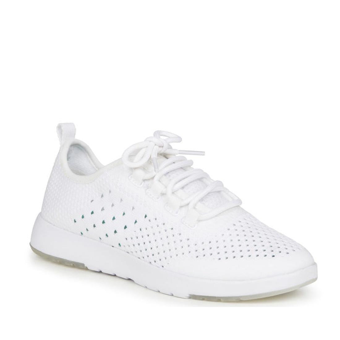EMU NZ Emu Women's Miki Knitted Wool Sneakers: cozy white sneakers with soft mesh, lace-up front, comfy round toe, and sturdy sole.  ksnz