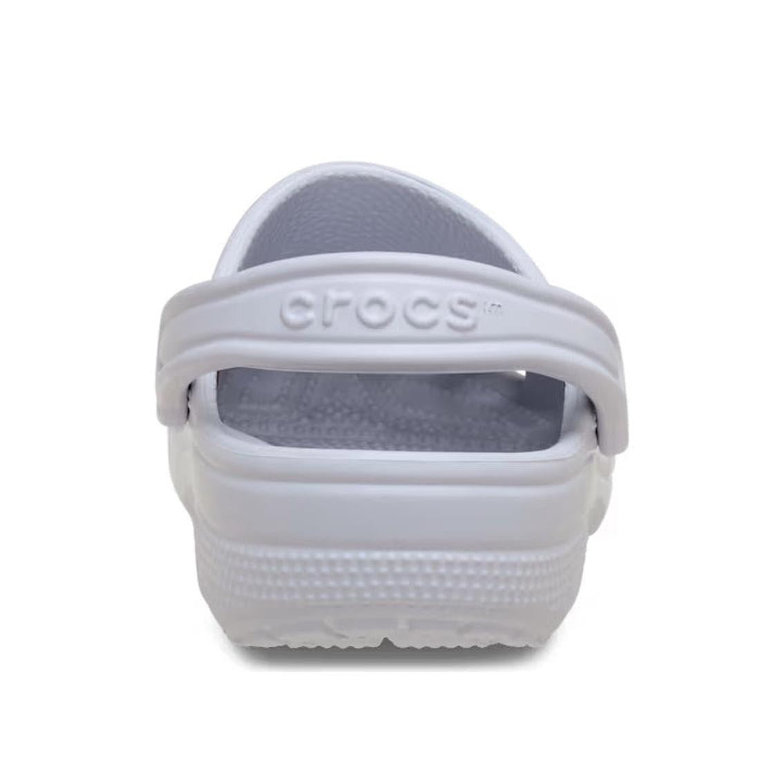 heel view Frosted Grape soft purple adults Crocs sandal on a white background showing back heel strap with embossed crocs logo.,
198445154416,
198445154423,
198445154430,
198445154447,, 198445154416, 198445154423, 198445154430, 198445154447, 46477, 46478,