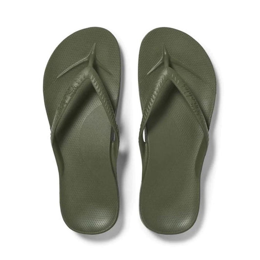 Archies Footwear Arch Support Jandal in khaki olive, comfy sandals with a grippy sole and easy-on straps, perfect for busy families.  ksnz
