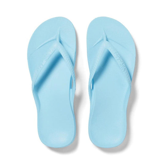 Archies Arch Support Jandal Sky Blue—comfy jandals with sturdy textured soles, wide cozy straps, and gentle arch support for all-day play.  ksnz