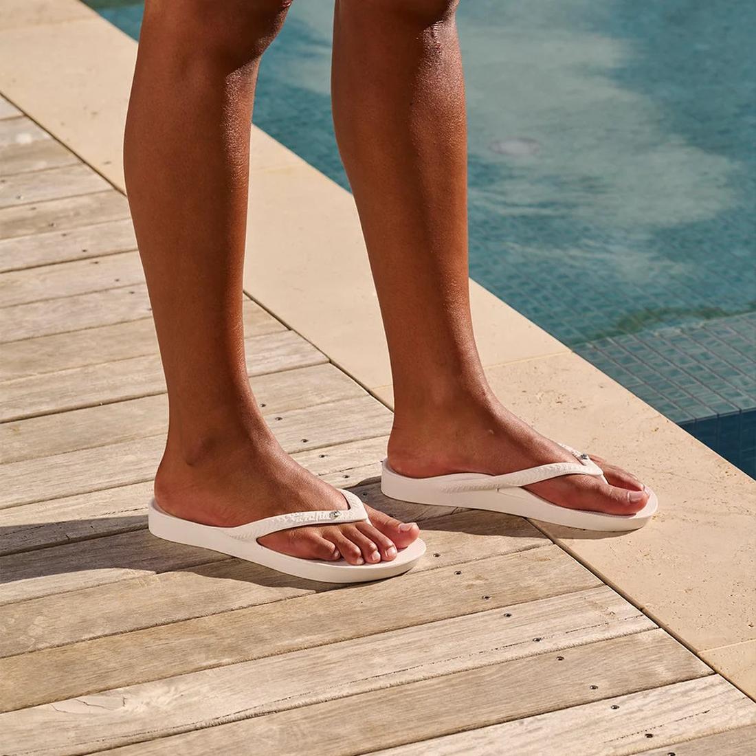 Archies Footwear Arch Support Jandal in White Crystal—comfy flip-flops with cushioned sole and slip-on ease, perfect for sunny family fun.  ksnz, 9350311011051, 9350311011068, 9350311011075, 9350311011082