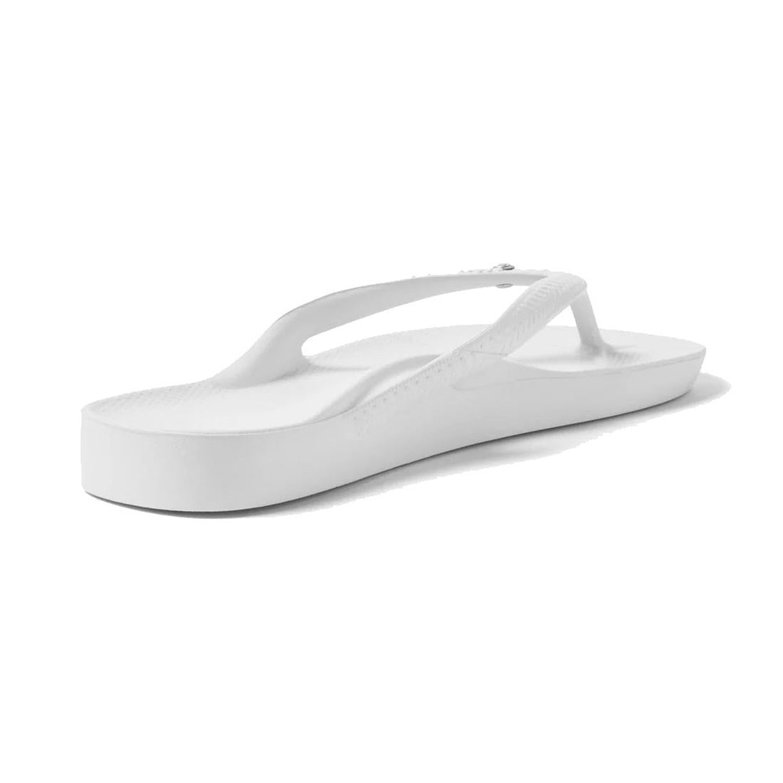 Archies Footwear Arch Support Jandal White Crystal: a comfy white flip-flop with thick supportive sole and textured footbed, seen side/back.  ksnz, 9350311011051, 9350311011068, 9350311011075, 9350311011082