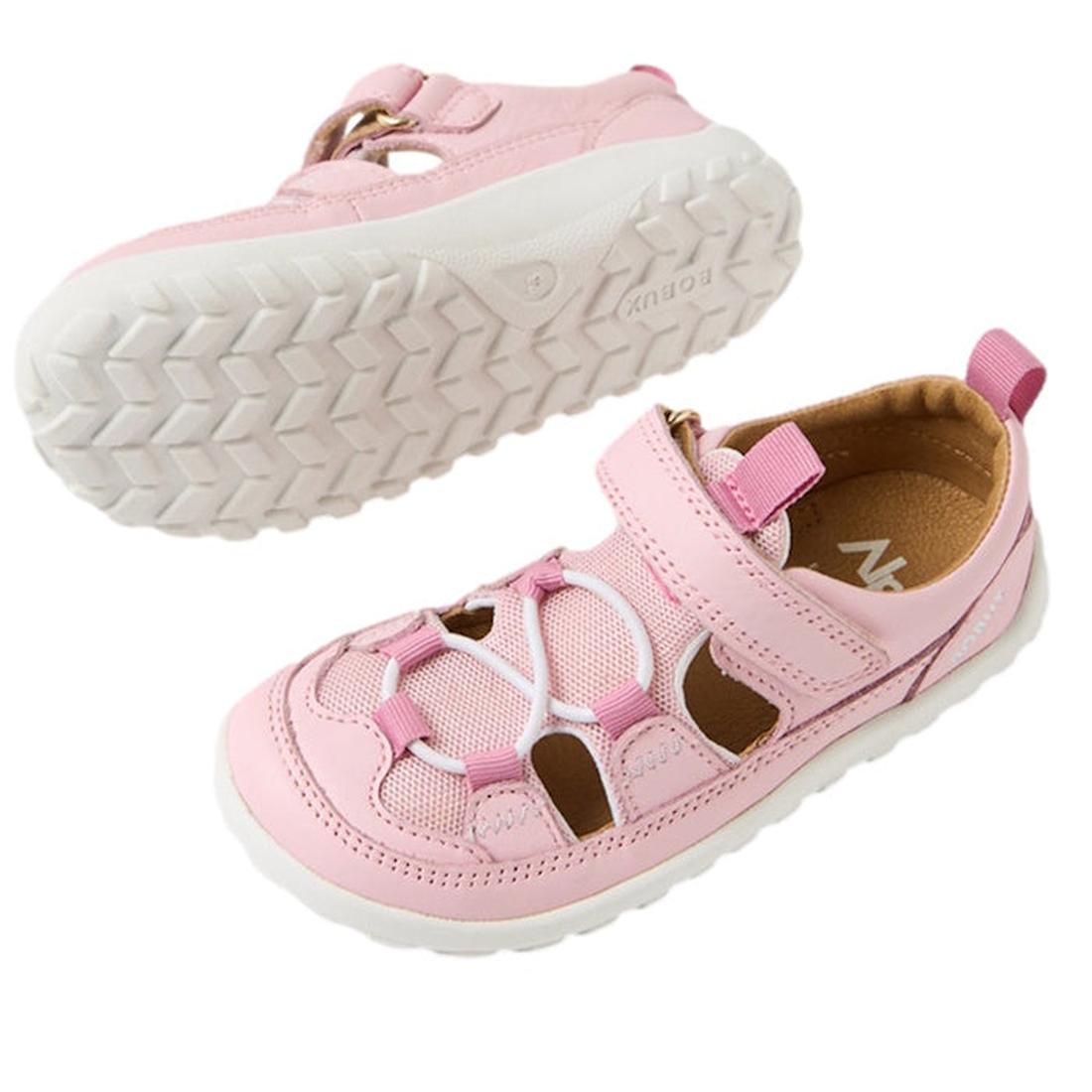 Bobux IW Iwalk Rocky Parfait Pink Closed Toe Sandal for toddlers, cozy mesh panels, white soles, elastic laces, easy strap closure.  ksnz