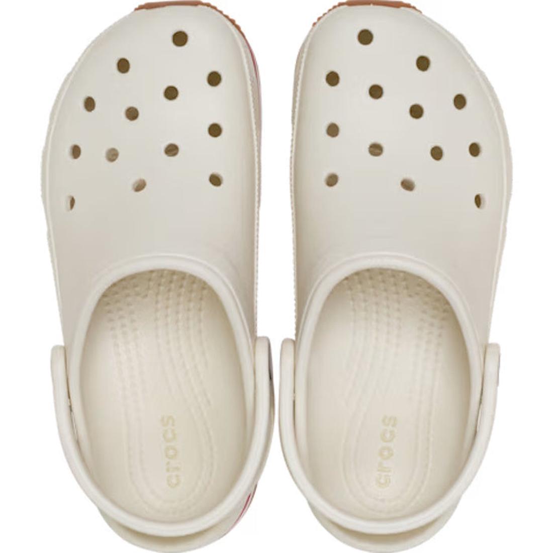 Top view of Crocs Adults Crocband Runner Summit White clogs with ventilation holes and back straps, side by side on a white background, featuring lightweight cushioning inspired by retro sneaker style., 198445412417, 198445412424, 198445412431, 1984454124