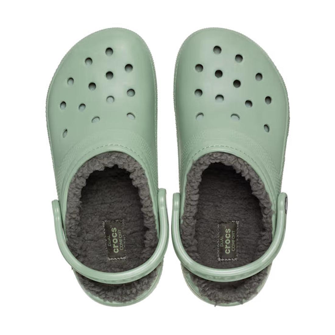 Top Down shot of a pair of moss green adults clogs with fuzzy furry lining on a white background.,
196265744640,
196265744657,
196265744664,
196265744671,
196265744688,
196265744695,
196265744589,, 196265744640, 196265744657, 196265744664, 196265744671, 1