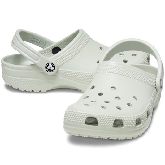 Crocs Classic Clog Adults in Plaster Green Grey, easy slip-on style with secure heel strap, grippy soles, and breathable comfort.  ksnz