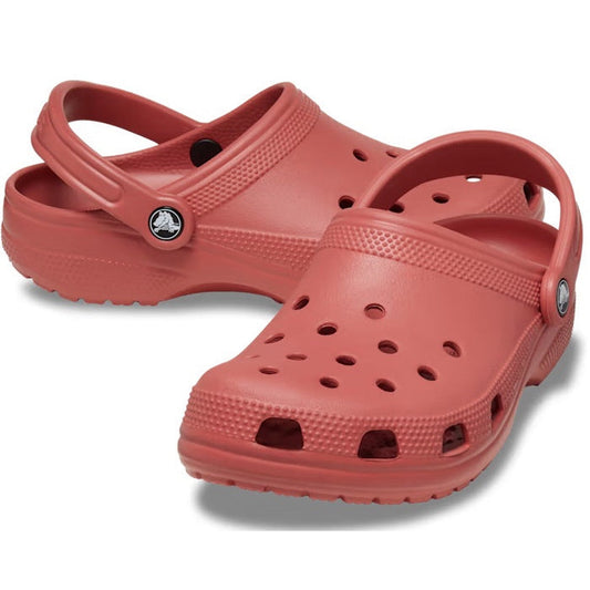 Crocs Classic Clog for Adults in Strawberry Wine, with comfy cushioned sole, easy slip-on style, ventilation holes and secure heel strap.  ksnz