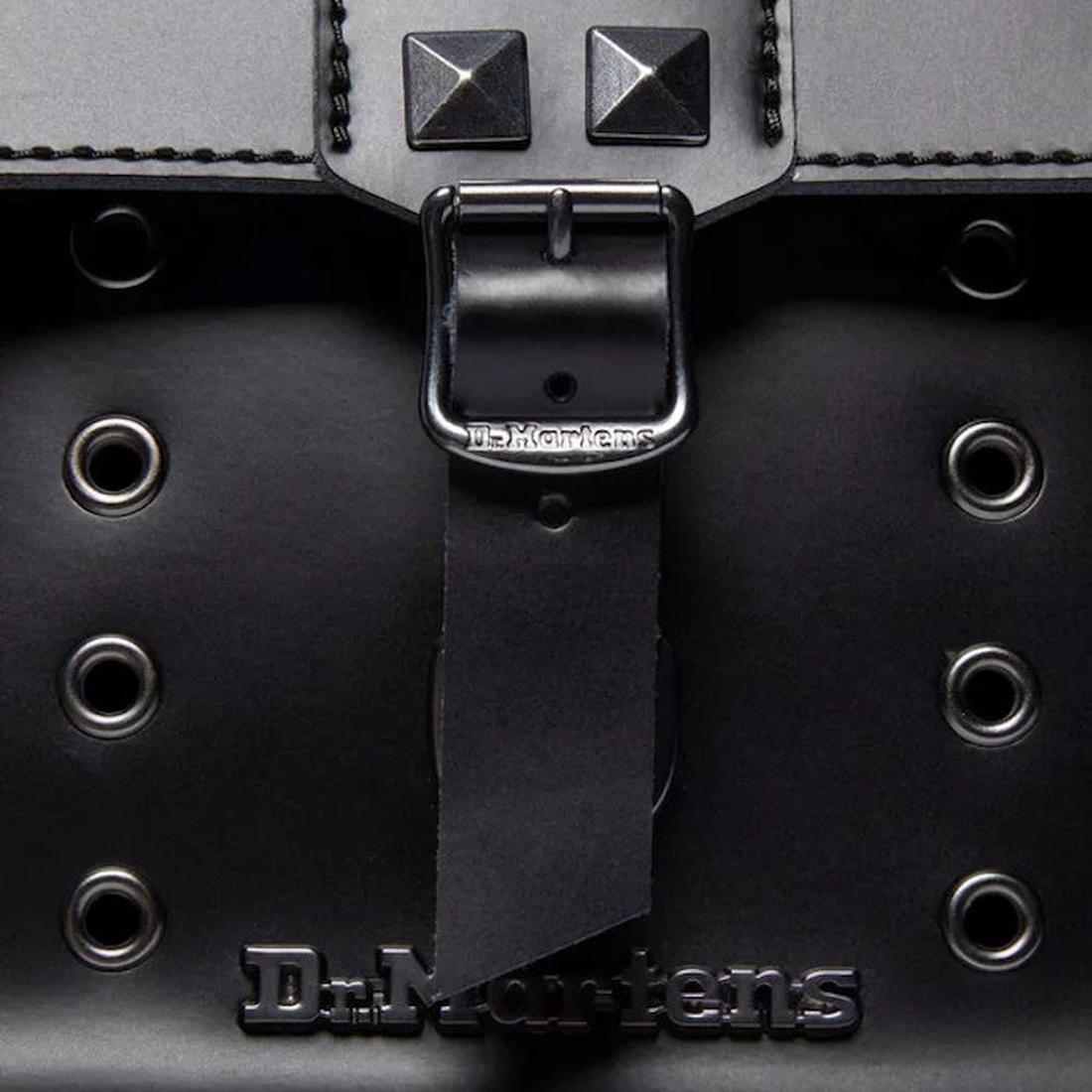 Dr Martens Heart Shaped Bag, black Kiev leather, silver hardware, secure buckle closure, embossed logo—fun for all ages!.  ksnz, 190665728408