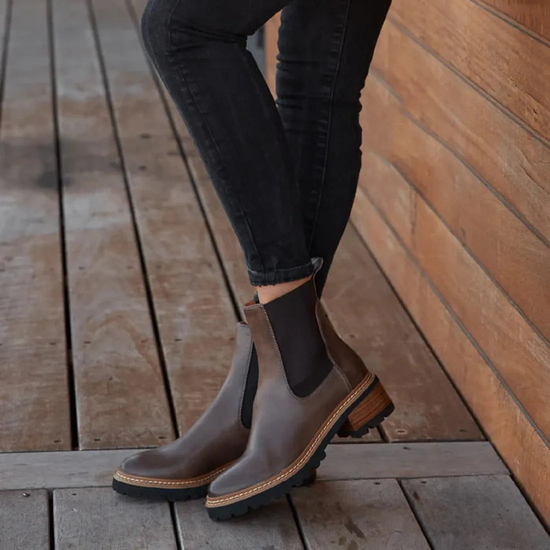 Kids or adults can step out in style with EOS Linear Nocciola Brown Leather Chelsea Boots—easy pull-on, sturdy sole, and classic charm.  ksnz, 9321191253398, 9321191253404, 9321191253411, 9321191253428, 9321191253435