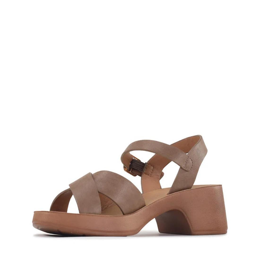 Los Cabos Alegra Cocoa Wedge Platform Backstrap Sandal in rich brown, with soft crisscross straps, ankle buckle, and comfy sole.  ksnz