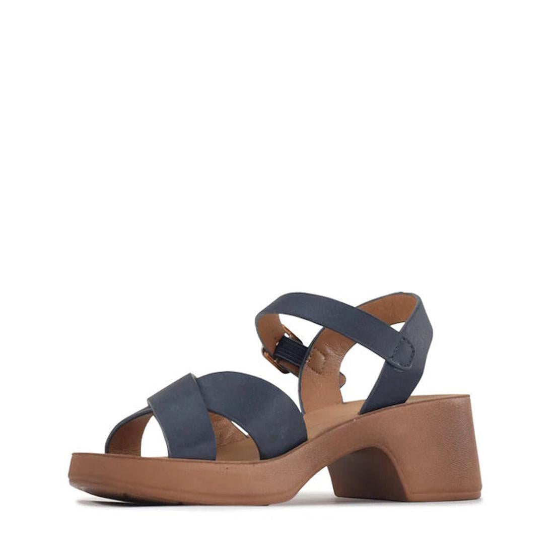 Los Cabos Alegra Navy Wedge Platform Backstrap Sandal with comfy navy straps, secure buckle, and easy low brown wedge—perfect for moms.  ksnz
