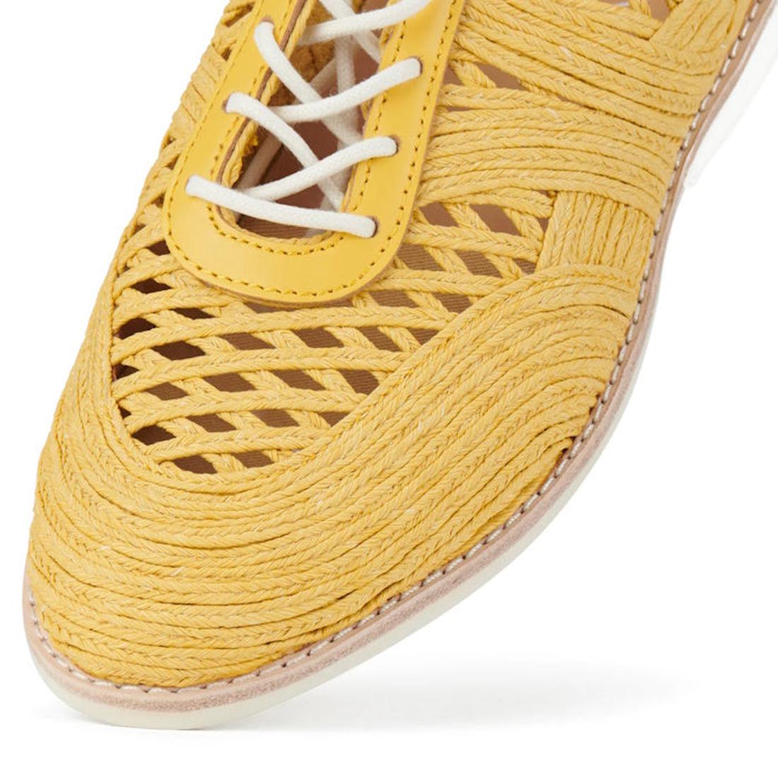 Rollie Womens Derby Open Weave Sunshine Yellow Trainer—cheerful sneaker with airy woven design, white laces, comfy sole, removable insole.  ksnz, 9781760774691, 9781760774707, 9781760774714, 9781760774721, 9781760774738