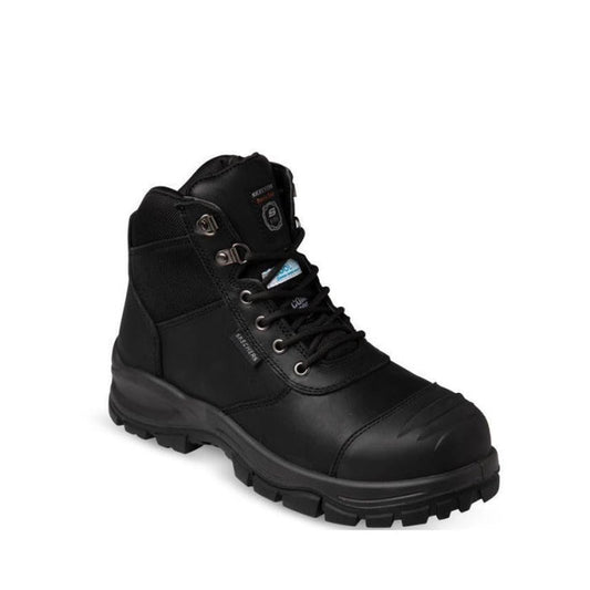 Skechers Composite Toe Work Boot Ruddle Black Womens offers tough black boots with sturdy soles, slip resistance, and lace-up closure.  ksnz
