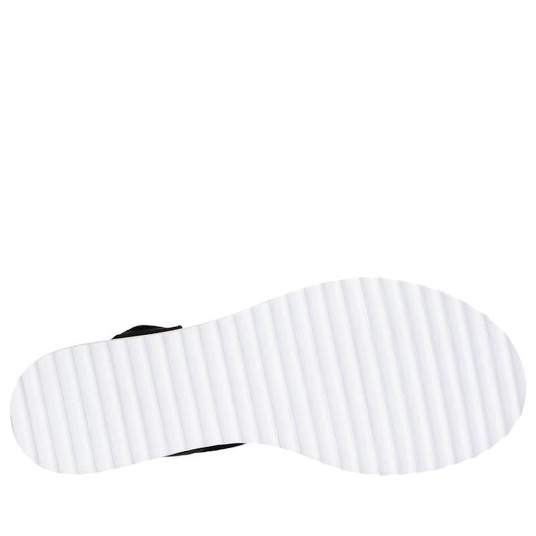 The image shows the bottom view of a Skechers Bobs Womens Desert Kiss Serendipitous Black WIDE Sandal sole, featuring a textured, ribbed grip pattern. Only a small black section near the heel is visible; the rest of the shoe is barely seen., 49003, 49004,