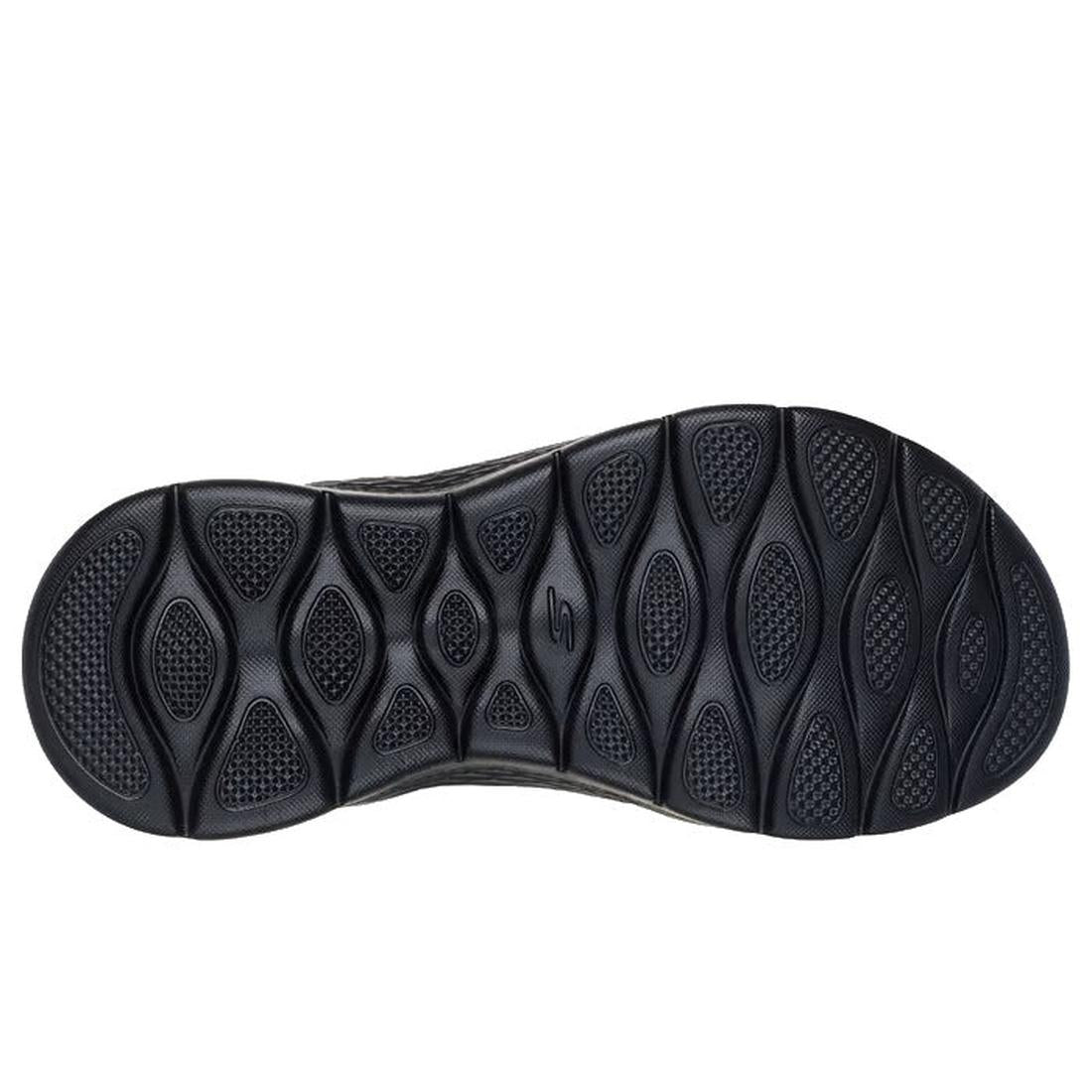 Black shoe sole  of the Skechers Enticing Slip In Sandal with textured pattern on a white background.,
197627456614,
197627456621,
197627456638,
197627456645,
197627456652,, 46136, 46137, 197627456614, 46139, 197627456621, 46141, 197627456638, 46143, 1976