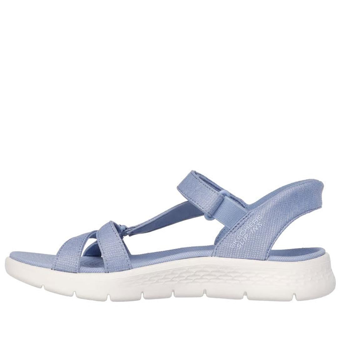 Side view of outer foot of Skechers Illuminate slip in Blue sandal with white sole on a white background.,
198739039092,
198739039108,
198739039115,, 46125, 46126, 198739039092, 46128, 198739039108, 46130, 198739039115, 46132, 46133, 46134, 46135