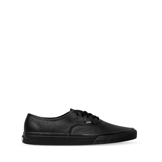 Vans Authentic Kids Leather Black Youths sneaker, low-top with black laces, sturdy sole, and signature Vans tag. Not returnable.  ksnz