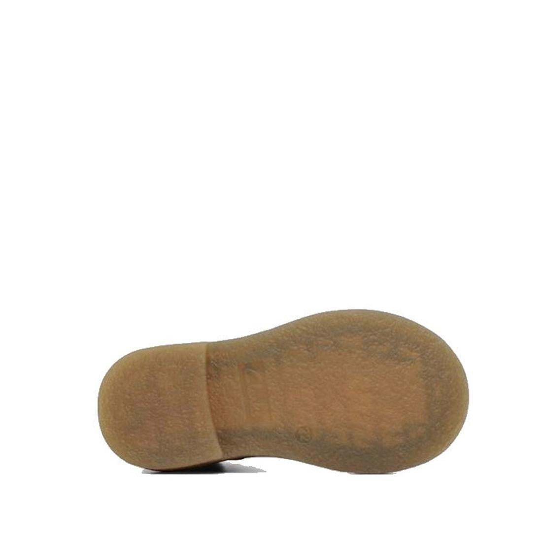 The image displays the underside of the Clarks Chelsea II Jnr Toddlers Leather Boot in dark brown, featuring a flat, textured light brown rubber sole, with the heel on the left and toe on the right against a plain white background., 9336078965349, 9336078
