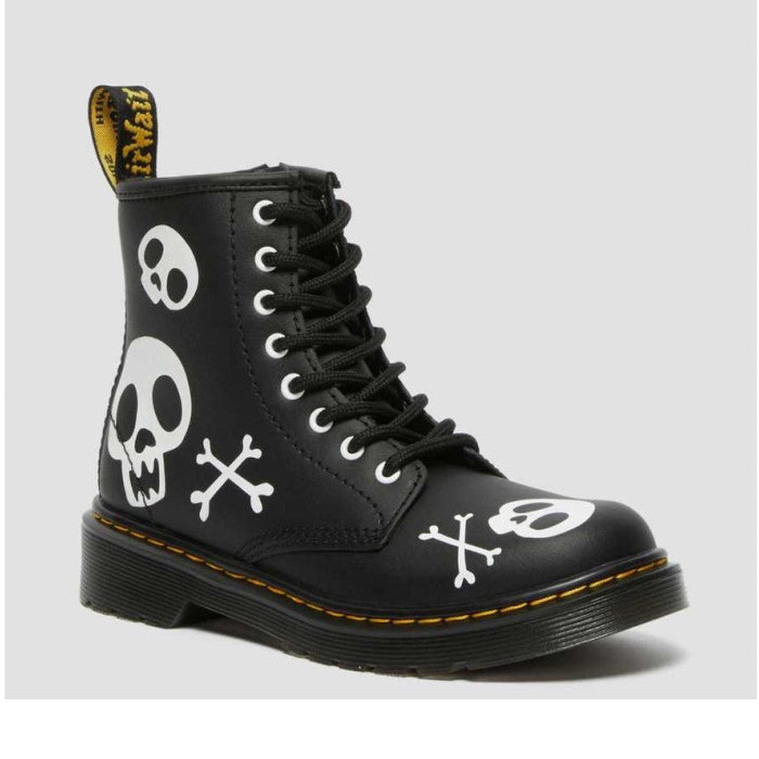 Image of right foot, side on of Dr Martens Kids - 1460 Junior X Bones With Zip-Foot Forward Shoes
