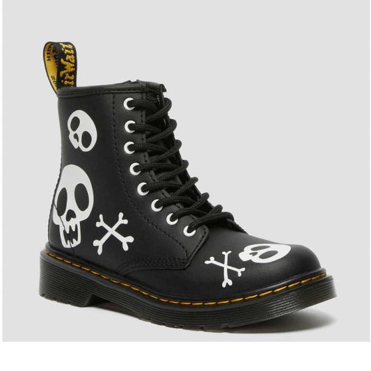 Image of right foot, side on of Dr Martens Kids - 1460 Junior X Bones With Zip-Foot Forward Shoes