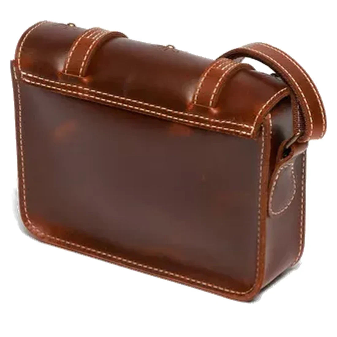 Dr Martens Cross Body Amber Tan Rivets and Jewels Bag: rich brown leather, white stitching, curved flap, secure buckle closure.  ksnz, 190665794830