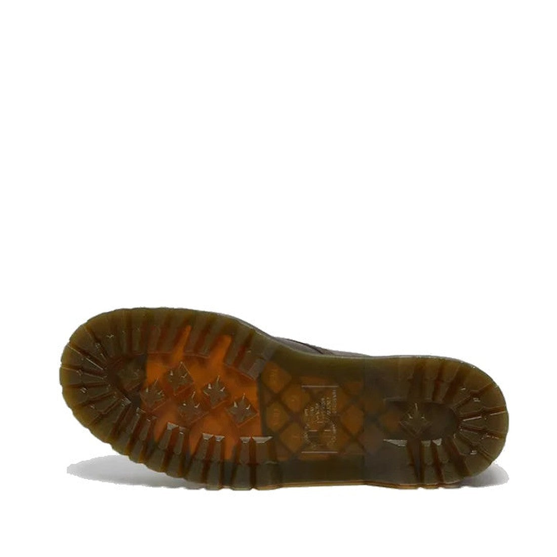 The image displays the brown, translucent Bex sole with deep treads and grips of the Dr Martens - Bex 1460 8 Up Leather Crazy Horse Brown boots, all set against a plain white background., 32000, 190665498615, 190665498622, 190665498639, 32004, 19066549865