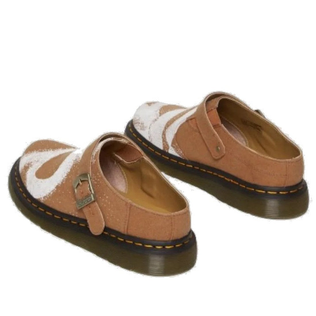 Dr Martens Isham Dark Tan Buckle Mule Sandals in floral hemp canvas; comfy buckle closure, sturdy black sole, cheery tan details.  ksnz, 190665642704, 190665642780, 190665642711, 190665642728, 190665642742, 190665642759, 190665642766