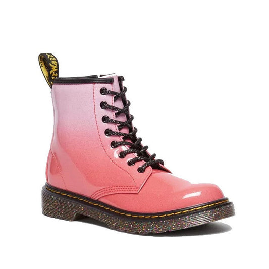Image of right foot, side on of Dr Martens Kids - 1460 Junior Pink Glitter Ombre Gradient-Foot Forward Shoes