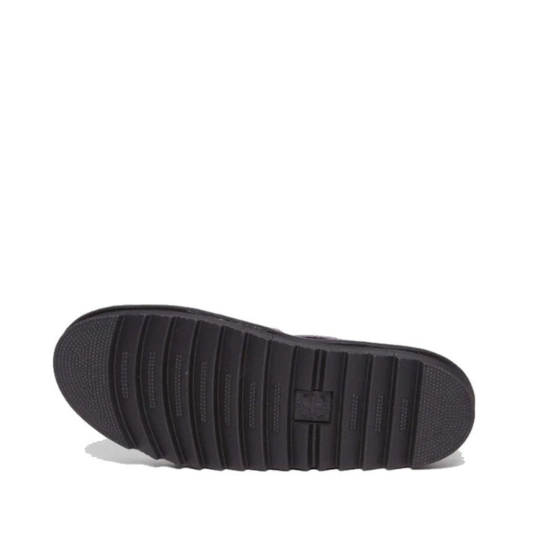 The image shows the bottom view of a Dr Martens Nartilla Gladiator Sandal in Mauve Pink Athena, featuring a lightweight Zebrilus sole with ridged tread and a central rectangular logo, against a plain white background.