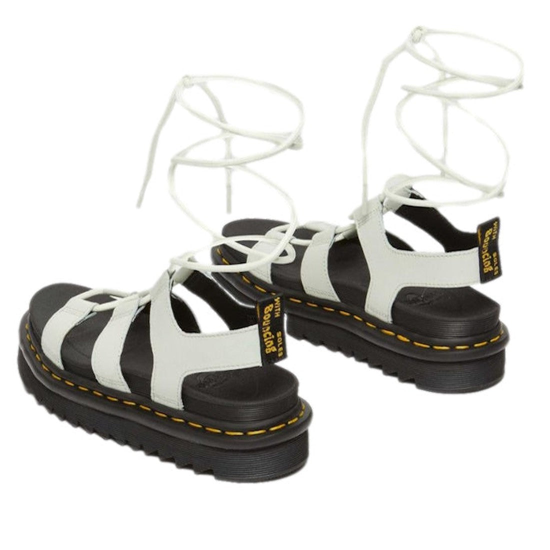 Dr Martens Nartilla Gladiator Sandal in Smoked Mint, with comfy Zebrilus soles, white leather straps, and playful lace-up ties.  ksnz, 190665644791, 190665644807, 190665644814, 190665644838, 190665644845