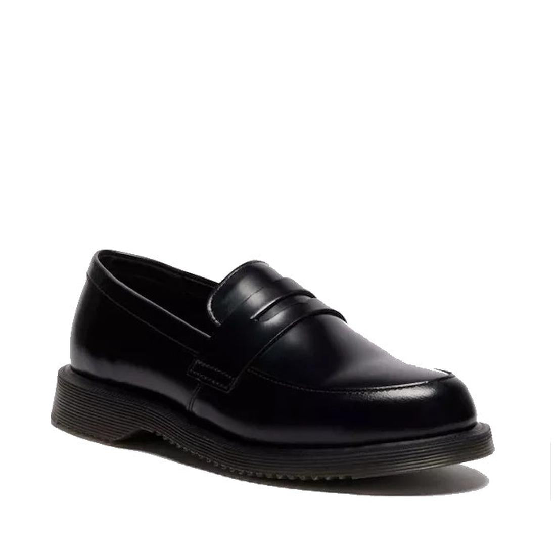 Dr Martens Temara Black Leather Loafer offers a comfy slip-on fit, sturdy low ridged sole, and smooth black upper for everyday wear.  ksnz, 190665747485, 190665747492, 190665747515, 50757, 50758