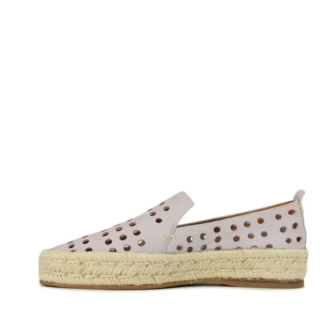 EOS Sea Leather Ballet Pump: pastel lilac ballet shoe with jute platform, soft perforated nubuck, removable footbed, closed toe.  ksnz, 17513, 17514, 17515, 17516, 17517