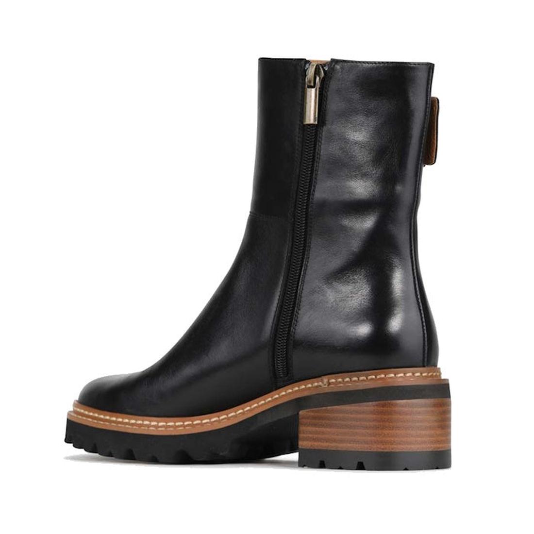 EOS Lineman Black Womens Leather Boot: A comfy leather boot with a side zipper, sturdy sole, brown heel, and shiny finish for style.  ksnz, 45055, 45049, 45050, 45051, 45052, 45053, 45054