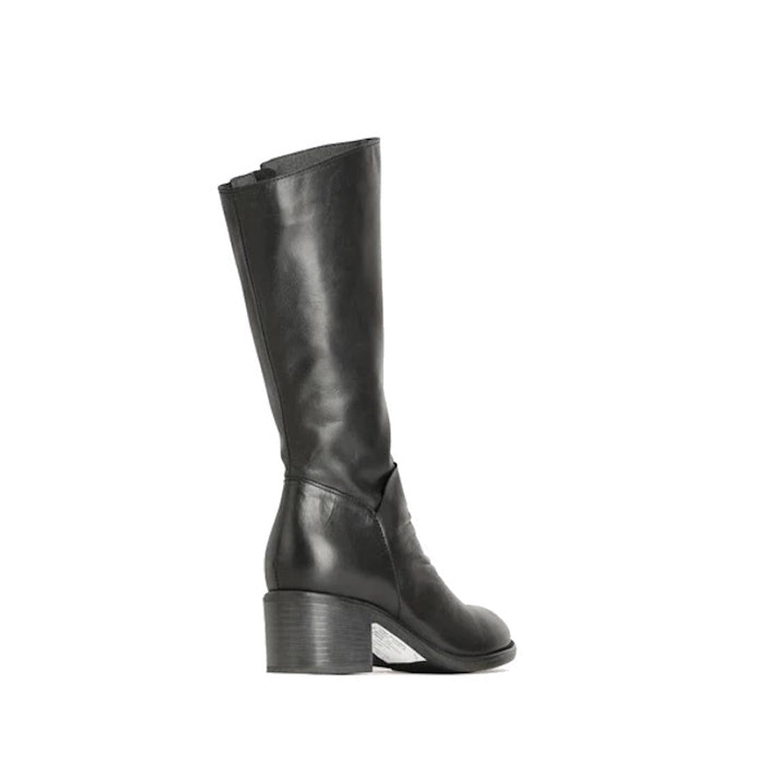 EOS Rochelle Black Soft Leather High Boot for women, with comfy block heel, sturdy sole, and easy zip closure—perfect for busy families.  ksnz, 9321191199009, 9321191199016, 9321191199023, 9321191199030, 9321191199047