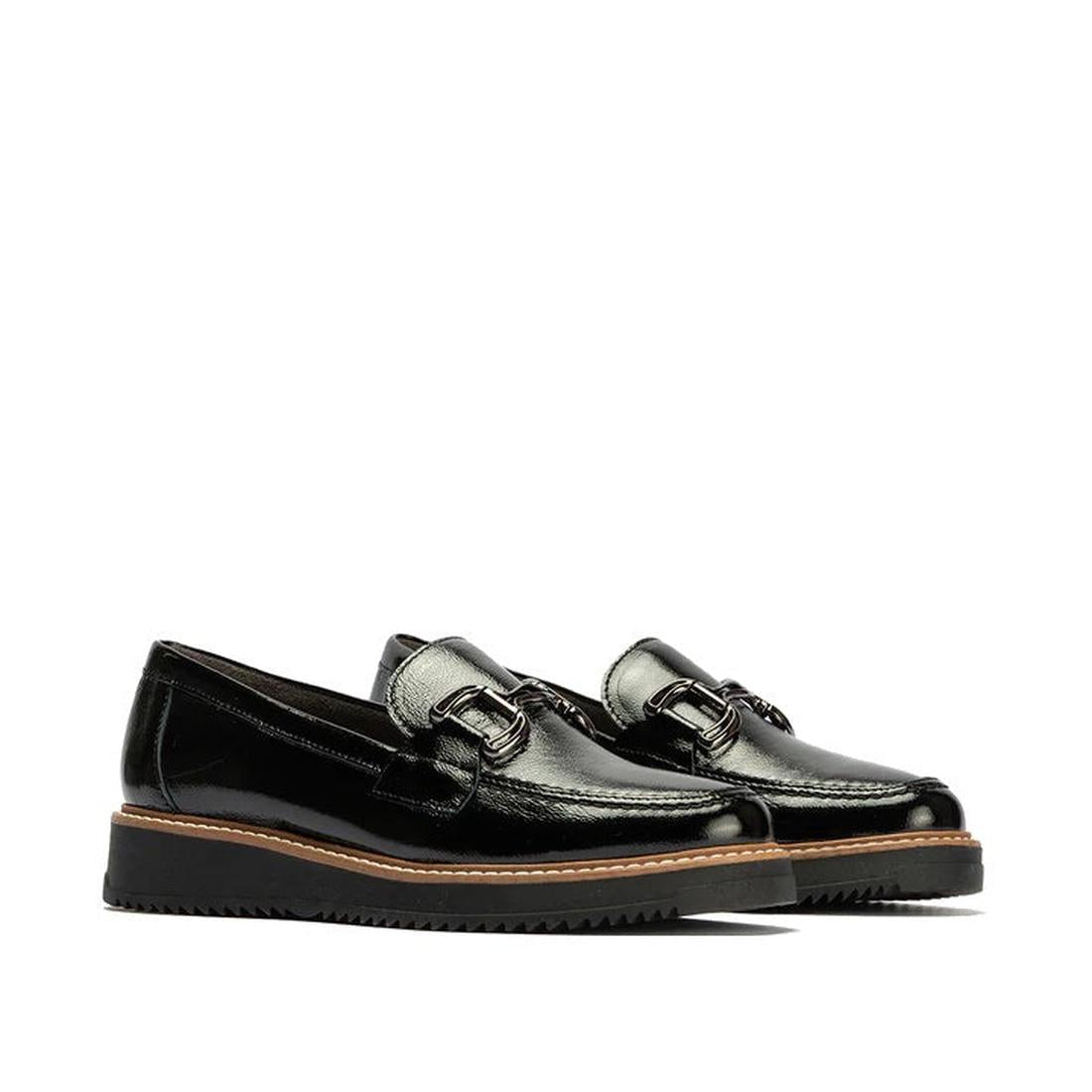 Pitillos Womens Black Patent Slip On Loafer 10760, a classic black loafer with shiny finish, brown sole, and easy slip-on fit for moms.  ksnz, 8445191661319, 8445191661326, 8445191661333, 8445191661340, 8445191661357