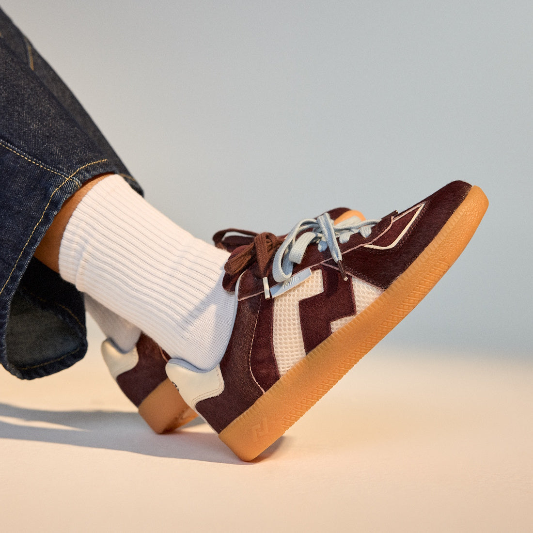 Rollie Womens Pace Dark Cherry Bone Suede Sneakers in maroon, white and light blue, with comfy gum soles and easy lace-up closure.  ksnz, 9339554000315, 9339554000317, 9339554000164, 9339554000056, 9339554000182
