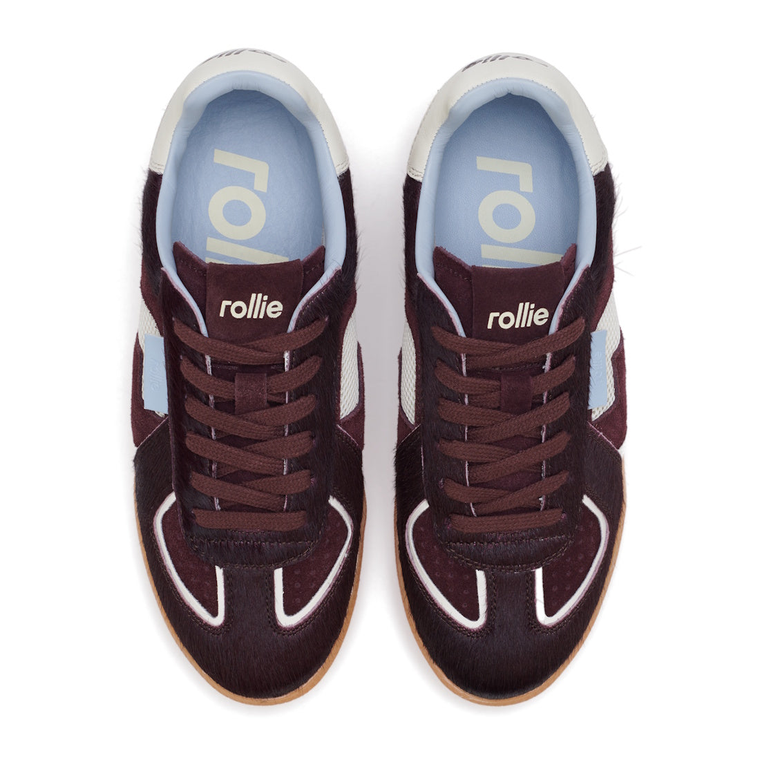 Rollie Womens Pace Dark Cherry Bone Suede Sneaker in maroon suede, white details, grippy sole, cozy blue insoles, and secure brown laces.  ksnz, 9339554000315, 9339554000317, 9339554000164, 9339554000056, 9339554000182