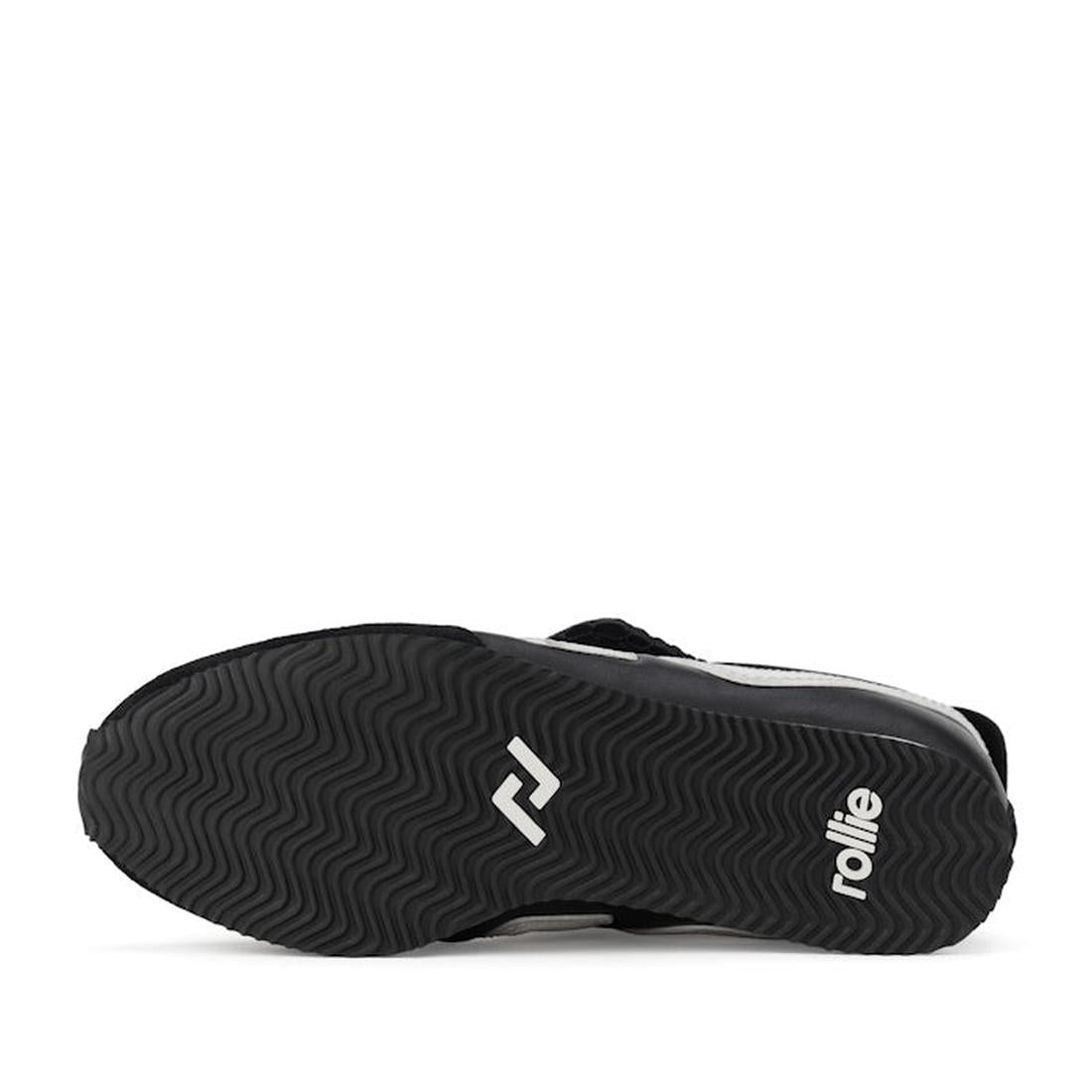 Rollie Womens Shift Black/Bone Sneaker: comfy black wave-grip sole, soft closure, white logo, and unique heel detail for active families.  ksnz, 9339554369945, 9339554362427, 9339554100234, 9339554006246, 9339554000138
