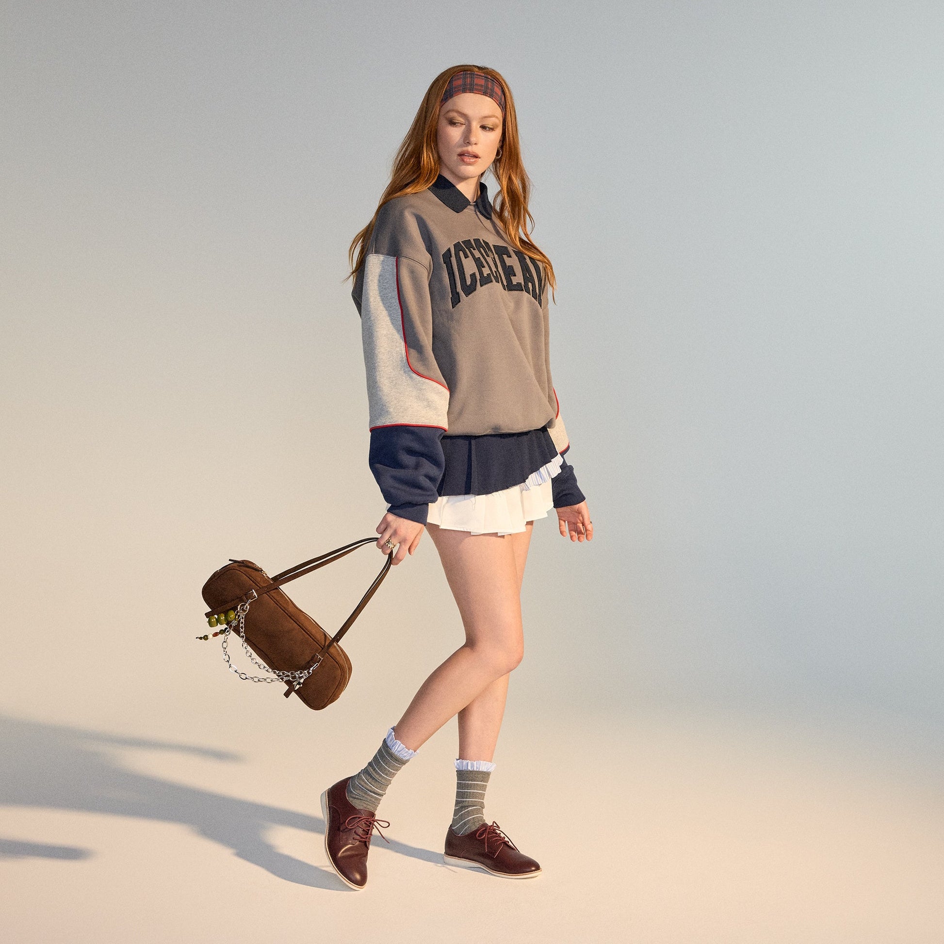 A smiling young woman sports comfy Rollie Womens Derby Super Soft Shoes in dark cherry leather with secure laces and anti-slip soles.  ksnz, 9339554034843, 9339554086330, 9339554099231, 9339554070285, 9339554124001, 9339554126029