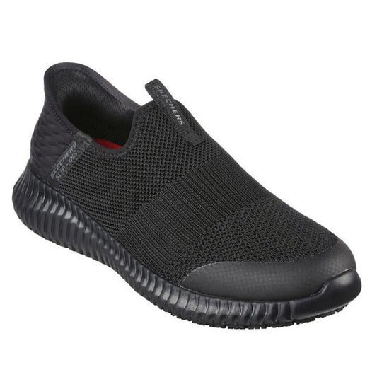 Skechers Fabulous View SLIP INS Black for Work Cressnock - Gwynedd: easy slip-on shoes with mesh top, secure band, and comfy sole.  ksnz