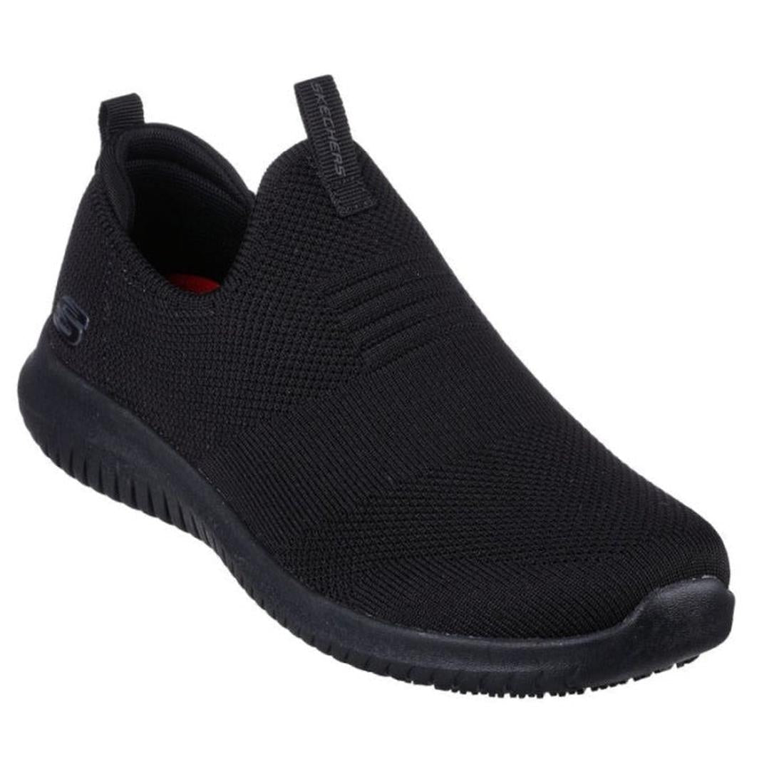 Skechers Womens Work Ultra Flex SR black slip-on, easy to wear, sturdy slip-resistant sole, memory foam comfort for busy moms.  ksnz