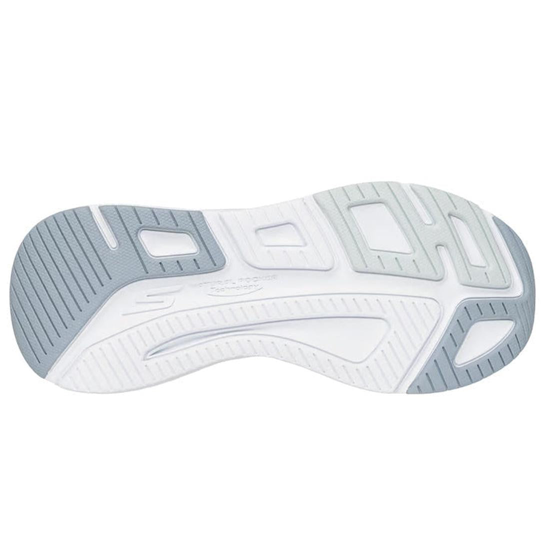 A close-up of the Skechers Slip Ins Max Cushioning Elite 2.0 Leigh White Trainer, featuring Hands Free Slip-ins design and Air-Cooled Memory Foam for all-day comfort., 199025355940, 50114, 199025355964, 50116, 199025355988