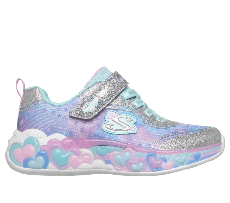Skechers S Lights Eternal Heart Lights Trainer Silver Multi