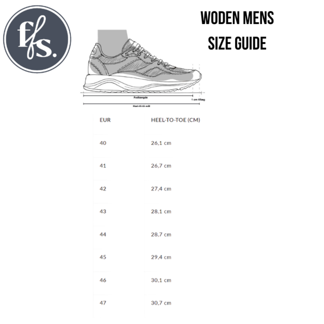 Woden Men's Halfdan Blanc de Blanc/Black leather sneakers size chart, cozy sole, lace-up design—easy fit guide for families.  ksnz, 5713326540642, 5713326540659, 5713326540666, 5713326540673, 5713326540680